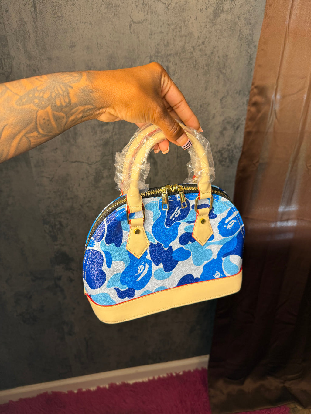 Blue camo shell bag