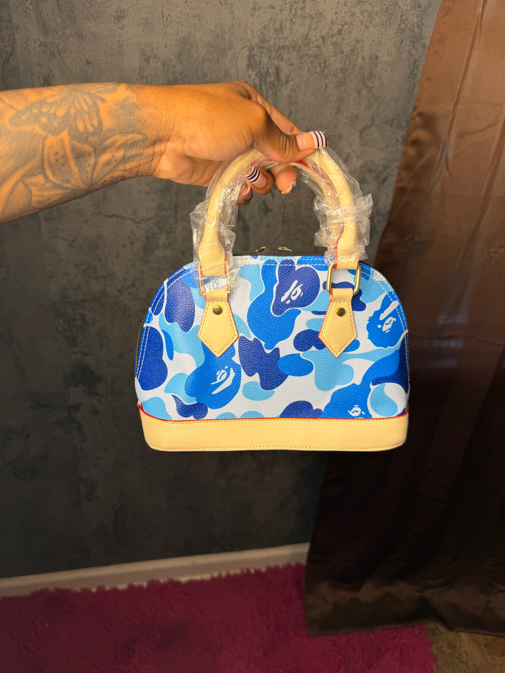 Blue camo shell bag