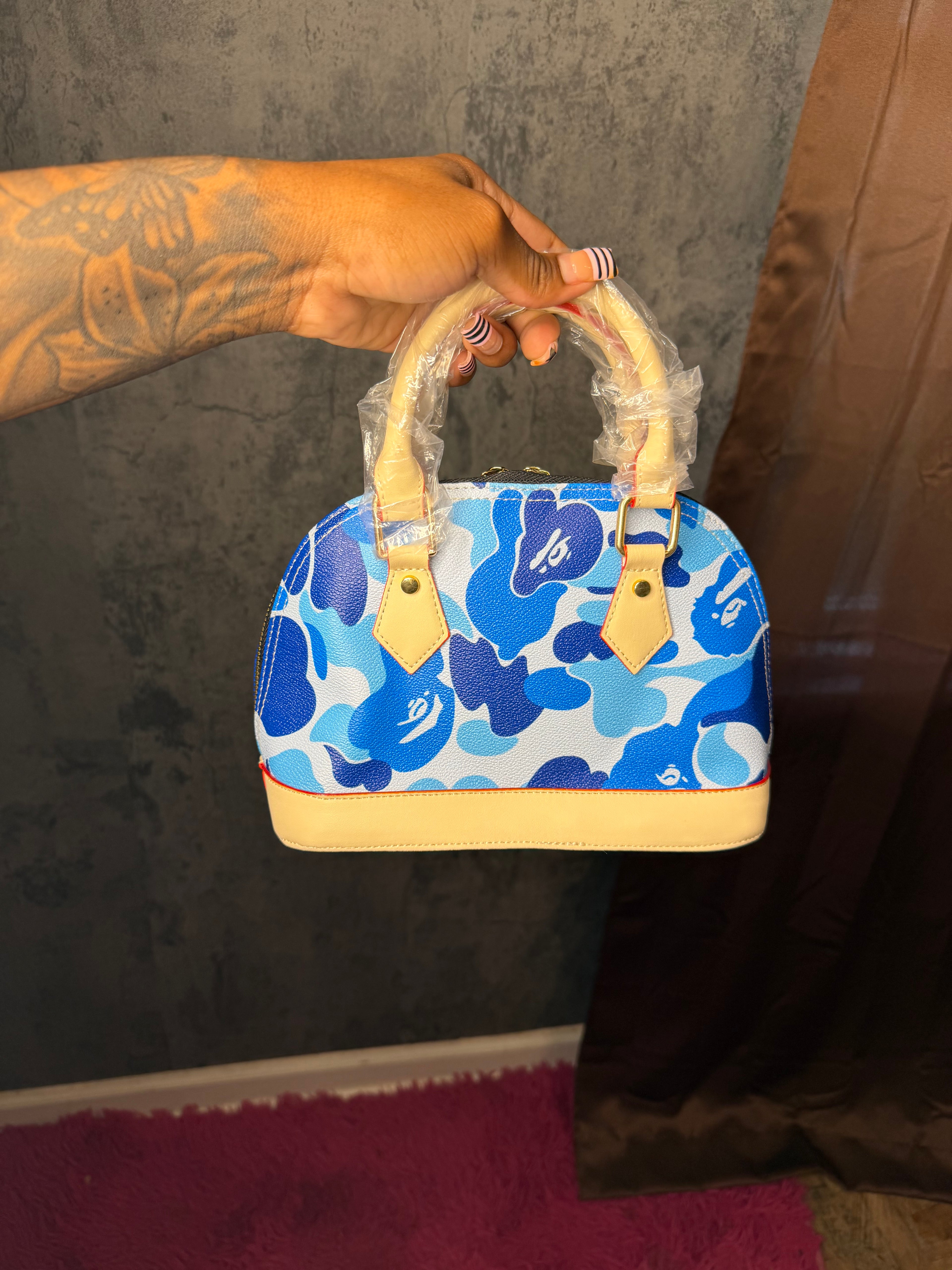 Blue camo shell bag