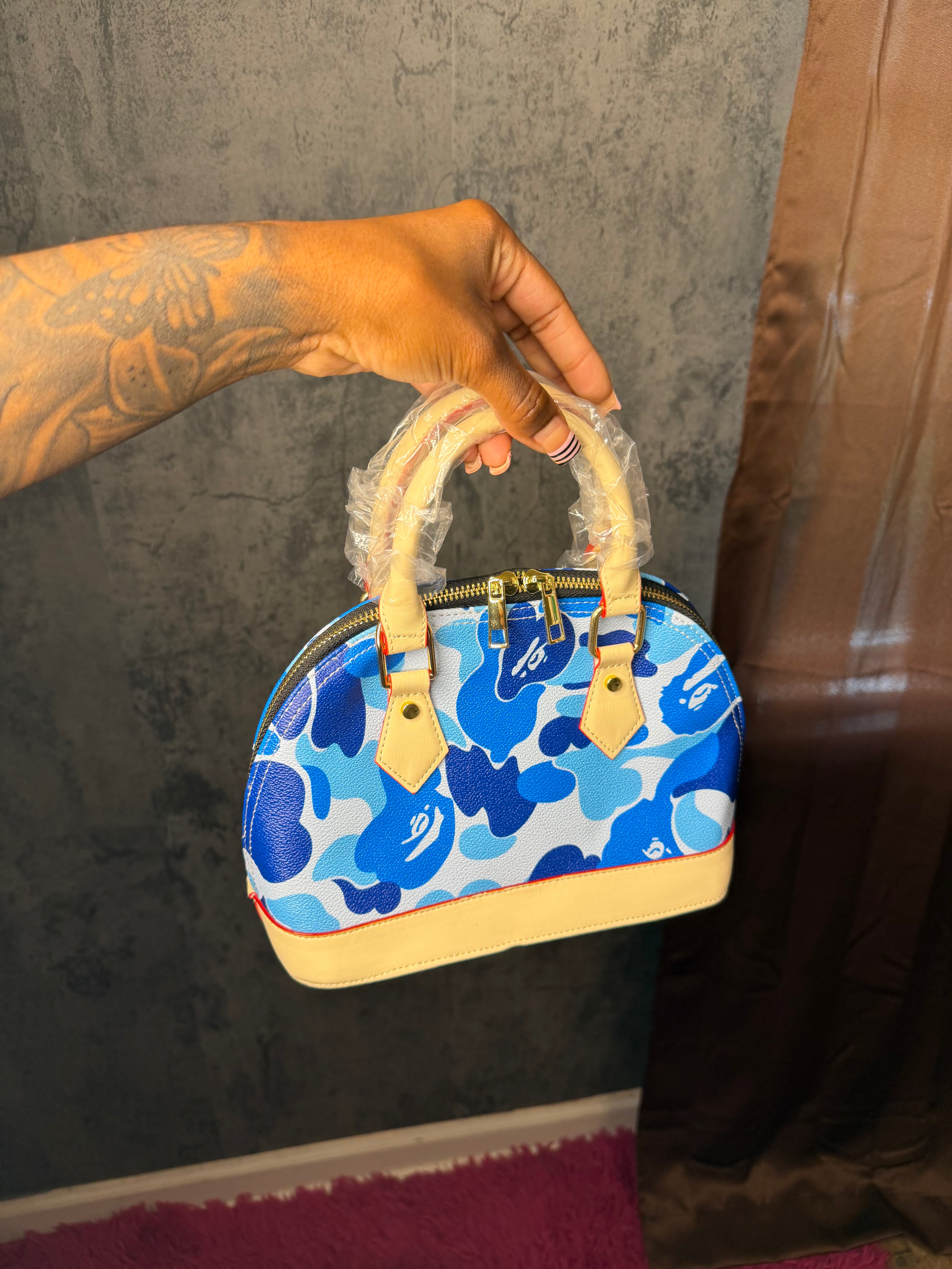 Blue camo shell bag