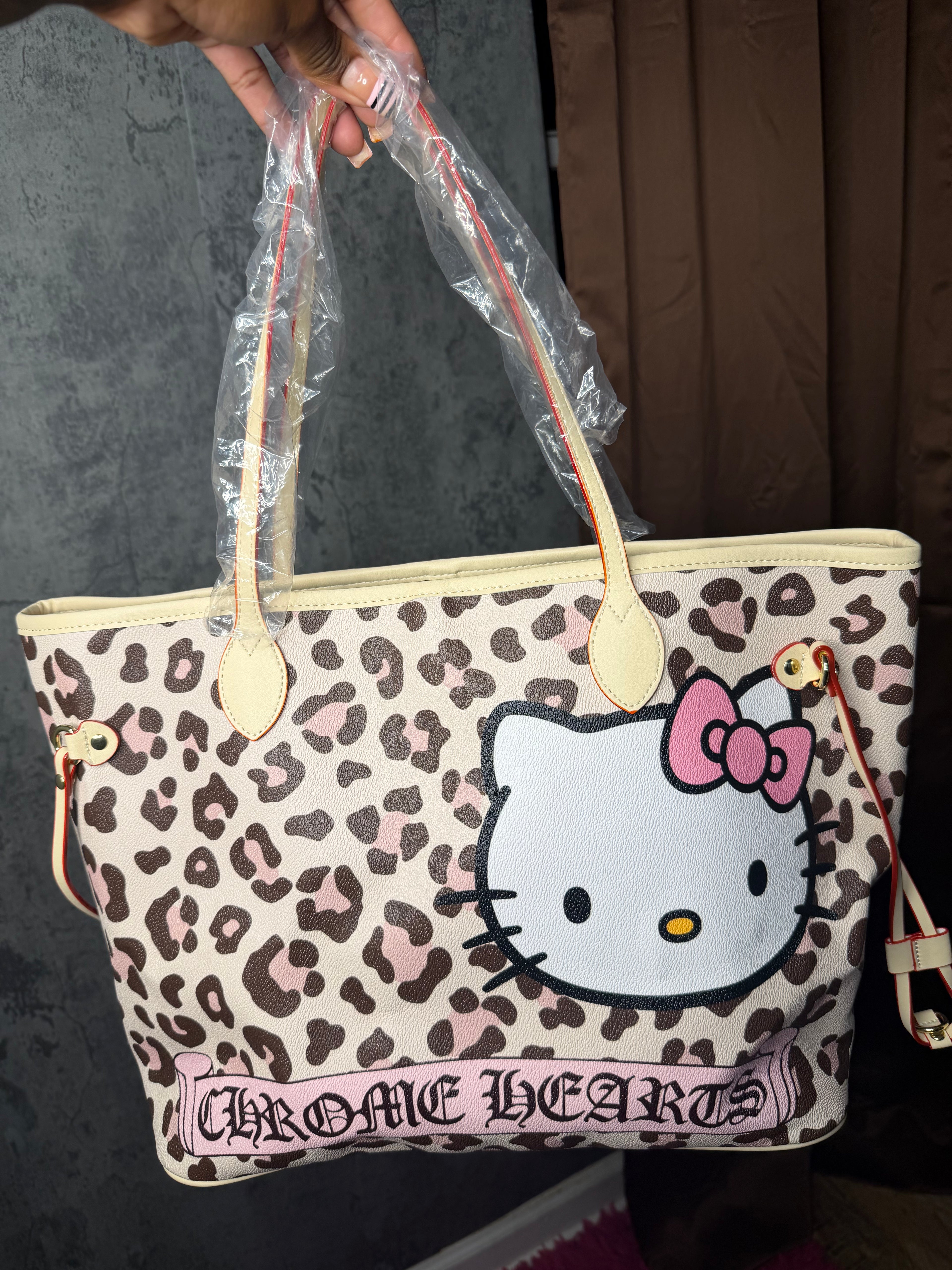 hk cheetah x chrome heart tote bag